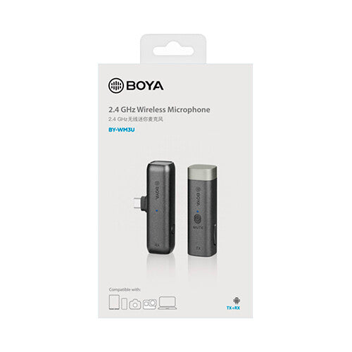 BOYA BY-WM3U Digital True-Wireless Microphone System for Android Devices, Cameras, Smartphones (2.4 GHz)