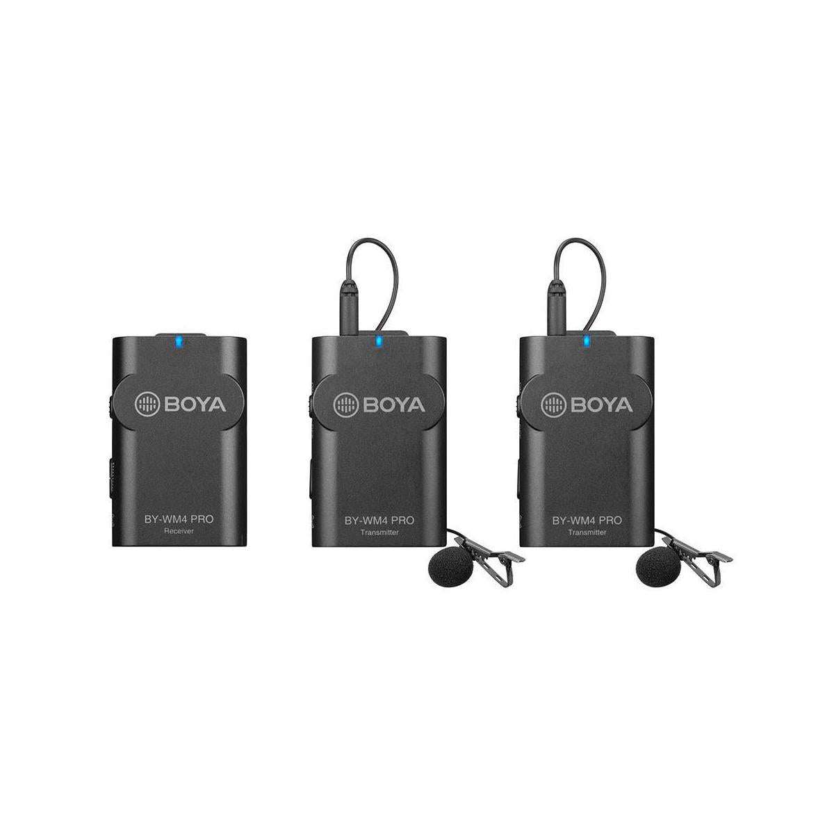 BOYA BY-WM4 PRO K2 Dual-Channel Digital Wireless Microphone System for DSLRs and Smartphones, Includes 2x Transmitter, 1x Receiver & Lavalier Mic