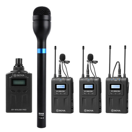 BOYA BY-WM8 Pro-K2 +BY-WXLR8 PRO +BY-HM100 Wireless Microphone For Interview Kit