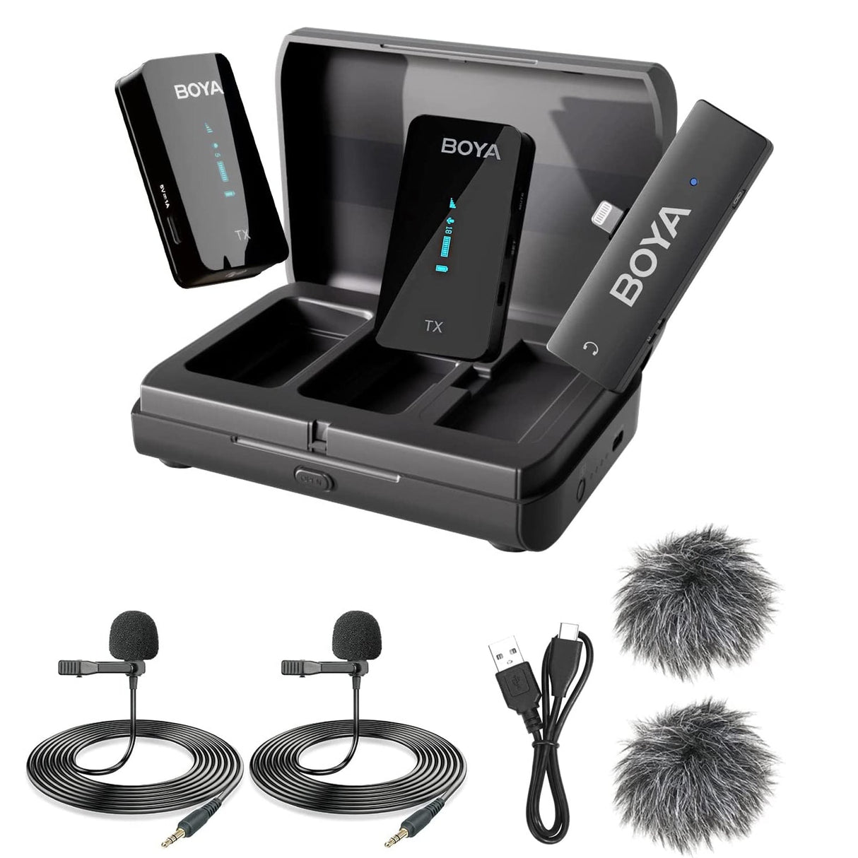 BOYA BY-XM6-K4 DUAL CHANNEL WIRELESS MICROPHONE FOR I-PHONE DEVICES