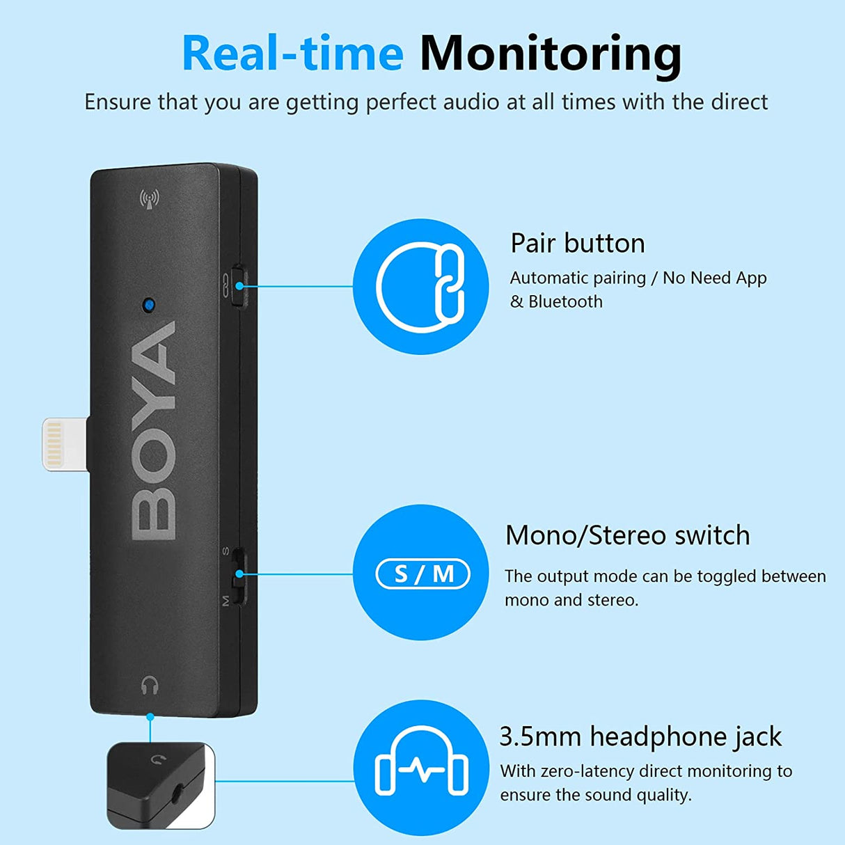 BOYA BY-XM6-K4 DUAL CHANNEL WIRELESS MICROPHONE FOR I-PHONE DEVICES