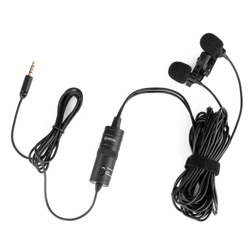BOYA By-M1DM with Mini Tripod and Mount 3 Dual omni-directional Lavalier Microphone