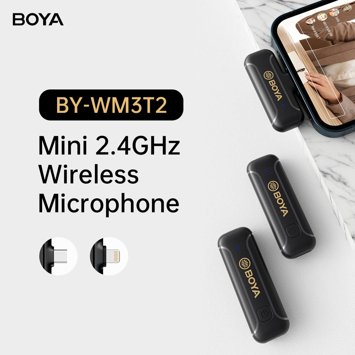 BOYA BY-WM3T2-D1 Digital True-Wireless Microphone for iOS Devices