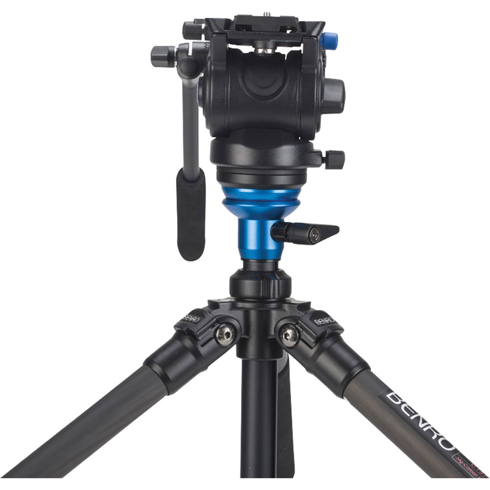 Benro A48FDS4 Monopod with 3-Leg Locking Base and S4 Head, 4 Leg Sections, Flip Lock Leg Release (Black)