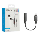 Boya BY-M1DM with BY-K3 3.5mm Female TRRS to Male Lightning Adapter Cable compatible with iphone 13, 12, 11 and 10