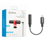 Boya BY-MM1+ with BY-K3 3.5mm Female TRRS to Male Lightning Adapter Cable compatible with iphone 13, 12, 11 and 10