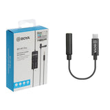 Boya BY-M1 PRO with BY-K4 3.5mm Female TRS to Male USB Type-C Adapter Cable Connector Dongle - Compatible with Type-C Smartphones and Tablets