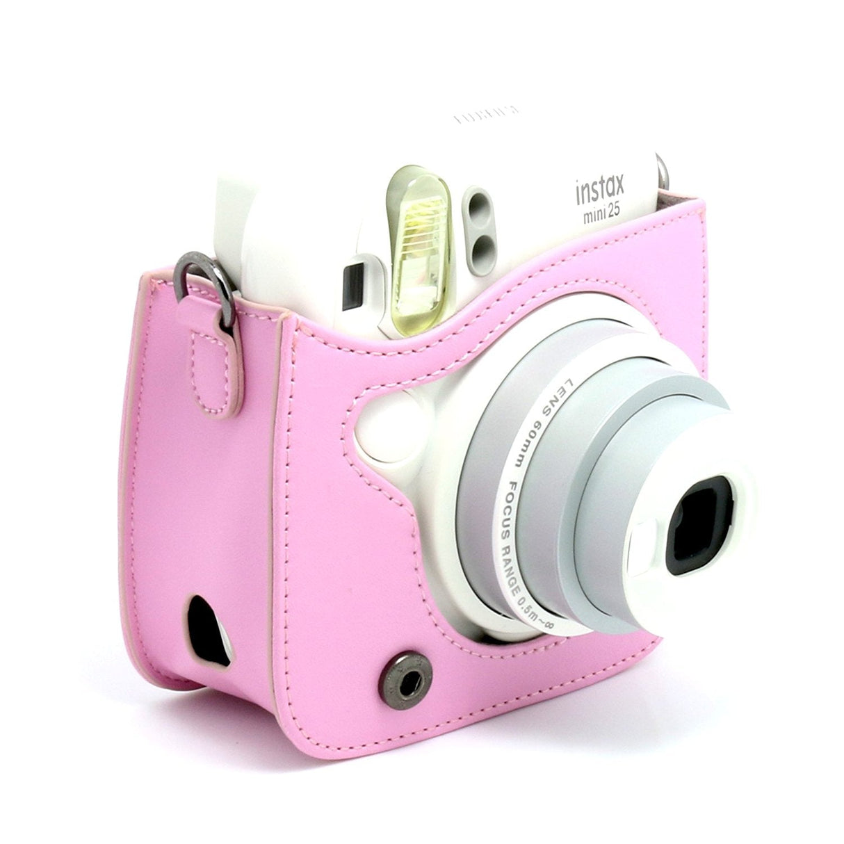 CAIUL PU Leather Instant Camera Case For Fujifilm Instax Mini 25 Instant Camera,Pink
