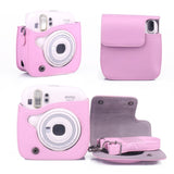 CAIUL PU Leather Instant Camera Case For Fujifilm Instax Mini 25 Instant Camera,Pink