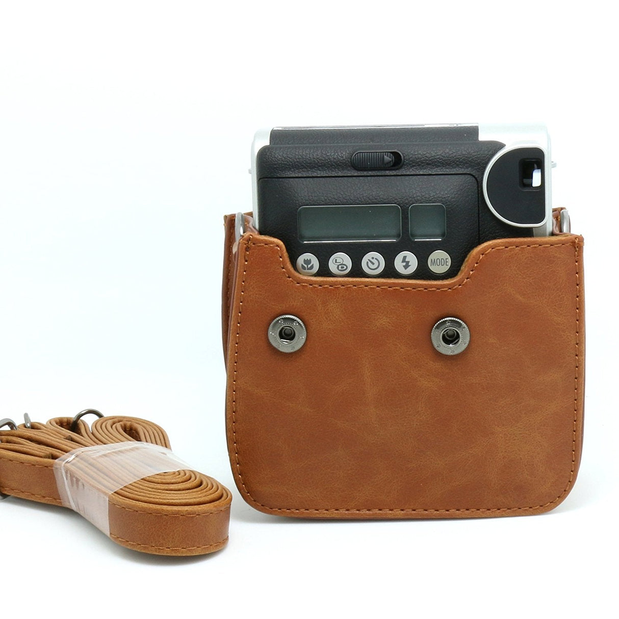 CAIUL Vintage PU Leather fuji mini case for Fujifilm Instax Mini 90 Case bagBrown