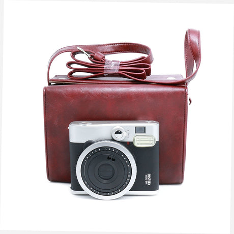 CAIUL Travel Carrying Camera Case Bag for Fujinfilm Mini 8 50s 90 7s 25/ Polaroid PIC300P/ Polaroid Z2300(PU Leather), Red Brown