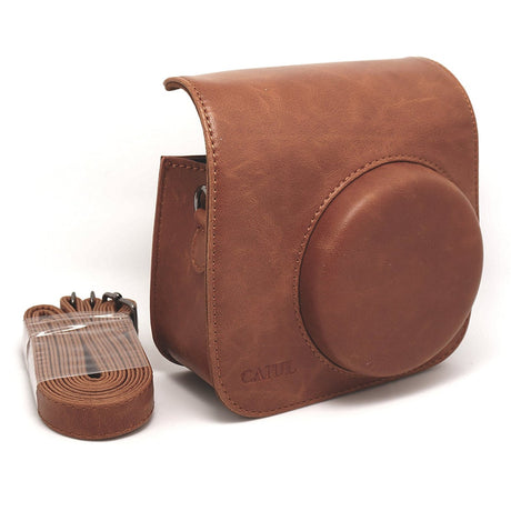 CAIUL Vintage PU Leather fuji mini case for Fujifilm Instax Mini 8 Case bag Brown