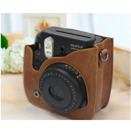 CAIUL Vintage PU Leather fuji mini case for Fujifilm Instax Mini 8 Case bag Brown