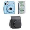 FUJIFILM INSTAX Mini 11 Instant Film Camera with 10X1 Pack of Instant Film With Black Pouch (Sky Blue)