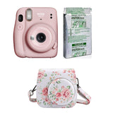 FUJIFILM INSTAX Mini 11 Instant Film Camera with 10X1 Pack of Instant Film With Floral Pouch Blush Pink