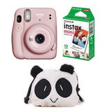 FUJIFILM INSTAX Mini 11 Instant Film Camera with 10X1 Pack of Instant Film With Panda Pouch Blush Pink