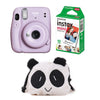 FUJIFILM INSTAX Mini 11 Instant Film Camera with 10X1 Pack of Instant Film With Panda Pouch (Lilac Purple)