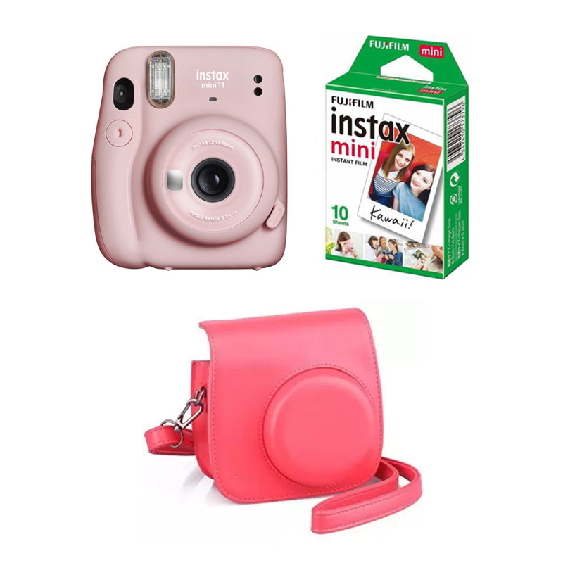 FUJIFILM INSTAX Mini 11 Instant Film Camera with 10X1 Pack of Instant Film With Red Pouch