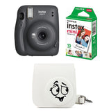 FUJIFILM INSTAX Mini 11 Instant Film Camera with 10X1 Pack of Instant Film With Wacky expressions Pouch Charcoal Gray