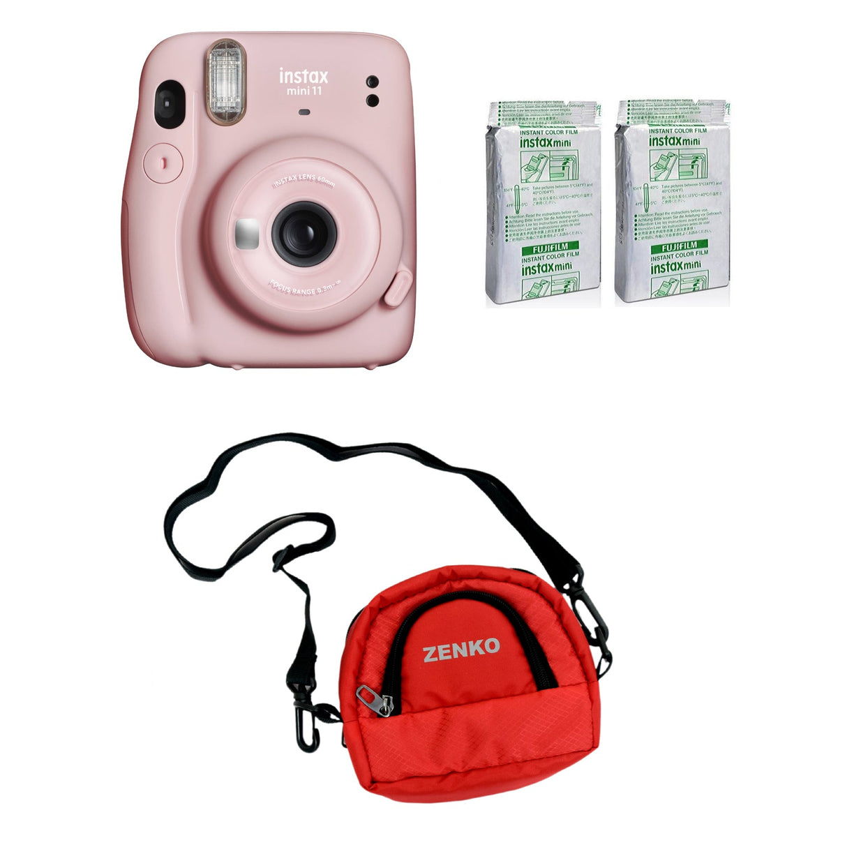 FUJIFILM INSTAX Mini 11 Instant Film Camera with Twin Pack of Instant Film With Red Pouch Kit (20 Exposures)