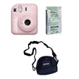 FUJIFILM INSTAX Mini 12 Instant Film Camera with 10X1 Pack of Instant Film With Blue Pouch Kit (10 Exposures) Blossom Pink