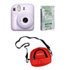 FUJIFILM INSTAX Mini 12 Instant Film Camera with 10X1 Pack of Instant Film With Red Pouch Kit (Lilac Purple, 10 Exposures)