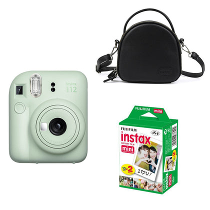 FUJIFILM INSTAX Mini 12 Instant Film Camera with Black shell bag and 20 Shots Instant film (Mint Green)