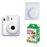 FUJIFILM INSTAX Mini 12 Instant Film Camera with PU Leather Carrying Bag and 20 Shots Instant film Clay White