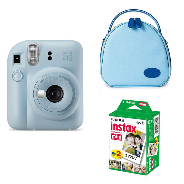 FUJIFILM INSTAX Mini 12 Instant Film Camera with blue shell bag and 20 Shots Instant film (Pastel Blue)