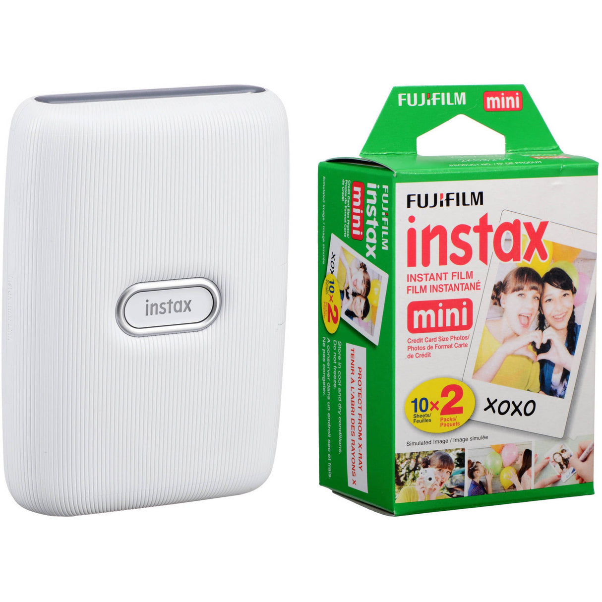 FUJIFILM INSTAX Mini Link Smartphone Printer with Instant Film (20 Color Exposures) Ash White