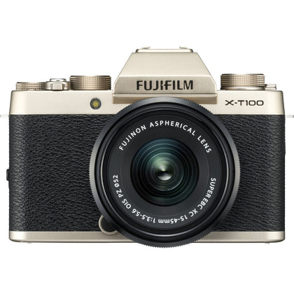FUJIFILM X-T100 Mirrorless Digital Camera with 15-45mm Lens (Champagne Gold)