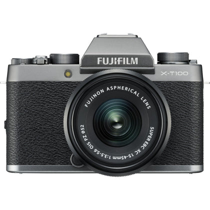 FUJIFILM X-T100 Mirrorless Digital Camera with 15-45mm Lens (Dark Silver)