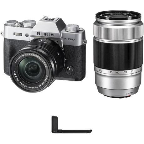 FUJIFILM X-T20 Mirrorless Digital Camera with 16-50mm and 50-230mm Lenses and Grip Kit (Silver)