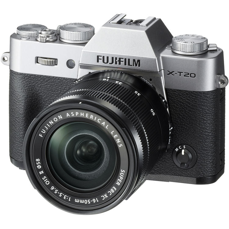 FUJIFILM X-T20 Mirrorless Digital Camera with 16-50mm and 50-230mm Lenses and Grip Kit (Silver)