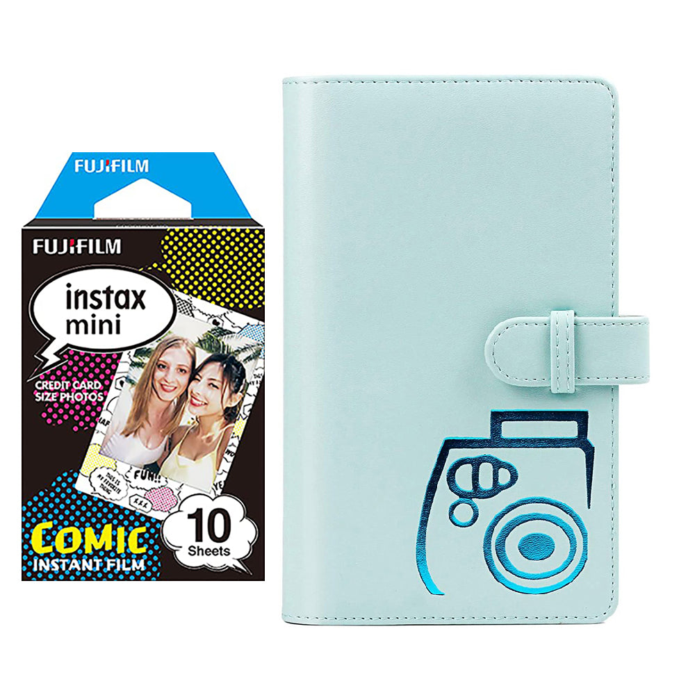 Fujifilm Instax  mini 10X1 comic Instant Film with 96-sheet Album for mini film (Ice blue)