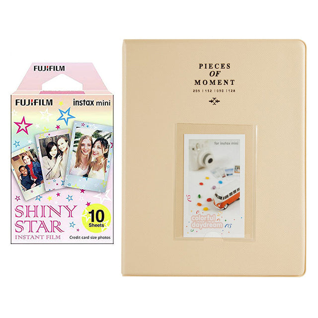 Fujifilm Instax Mini 10X1  shiny star Instant Film With 128-sheet Album for mini film (beige)