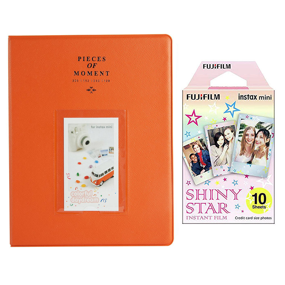 Fujifilm Instax Mini 10X1  shiny star Instant Film With 128-sheet Album for mini film (orange)