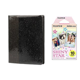 Fujifilm Instax Mini 10X1 shiny star Instant Film with 64-Sheets Album For Mini Film 3 inch charcoal gray