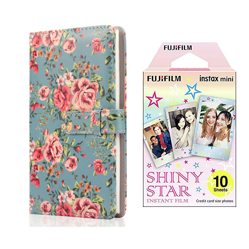 Fujifilm Instax Mini 10X1 shiny star Instant Film with 96-sheet Album for mini film Blue rose