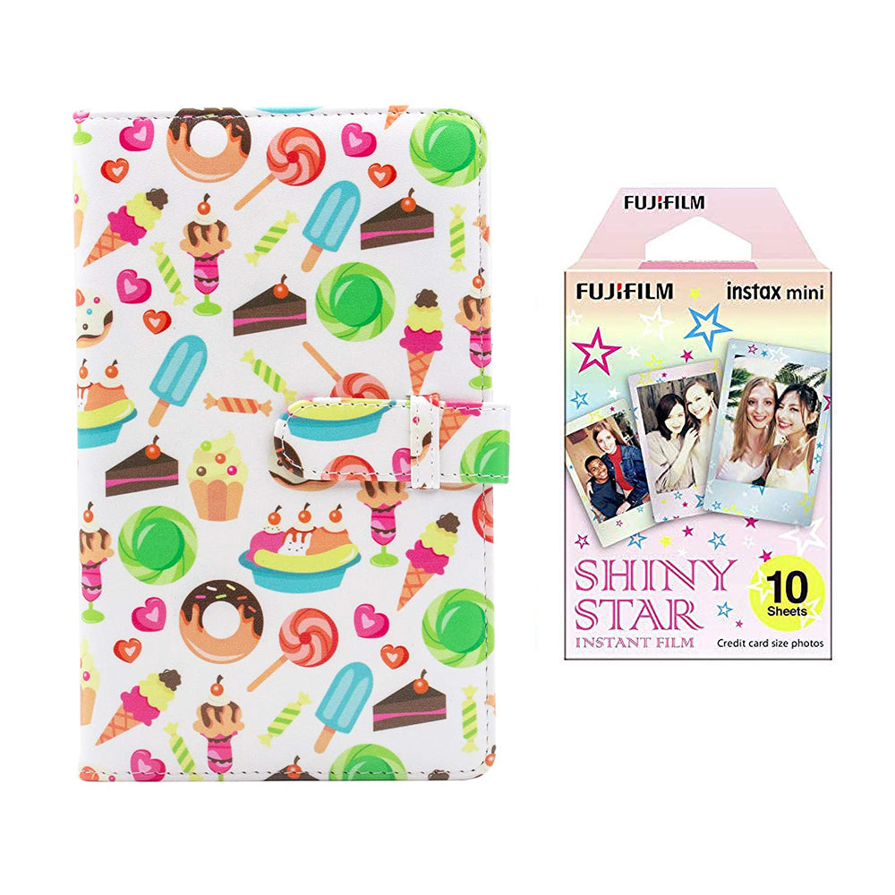 Fujifilm Instax Mini 10X1 shiny star Instant Film with 96-sheet Album for mini film Dessert