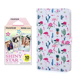 Fujifilm Instax Mini 10X1 shiny star Instant Film with 96-sheet Album for mini film Flamingo catus