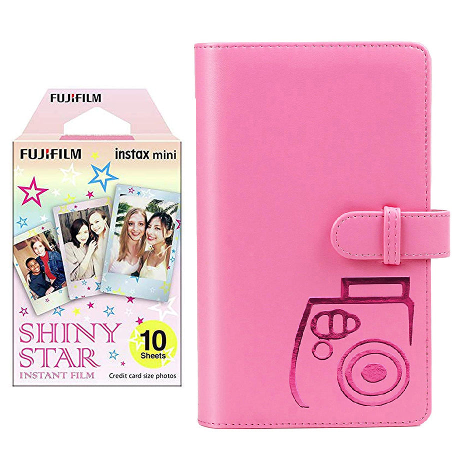 Fujifilm Instax Mini 10X1  shiny star Instant Film with 96-sheet Album for mini film (Flamingo pink)