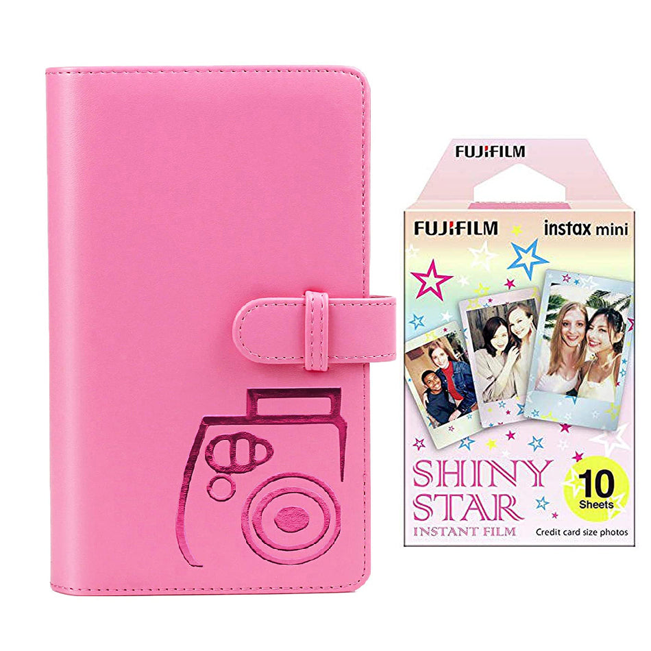 Fujifilm Instax Mini 10X1 shiny star Instant Film with 96-sheet Album for mini film Flamingo pink