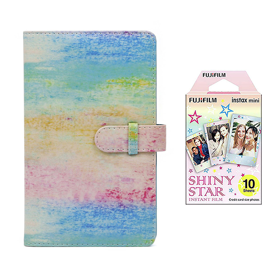 Fujifilm Instax Mini 10X1 shiny star Instant Film with 96-sheet Album for mini film Watercolor