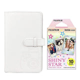 Fujifilm Instax Mini 10X1 shiny star Instant Film with 96-sheet Album for mini film lce white