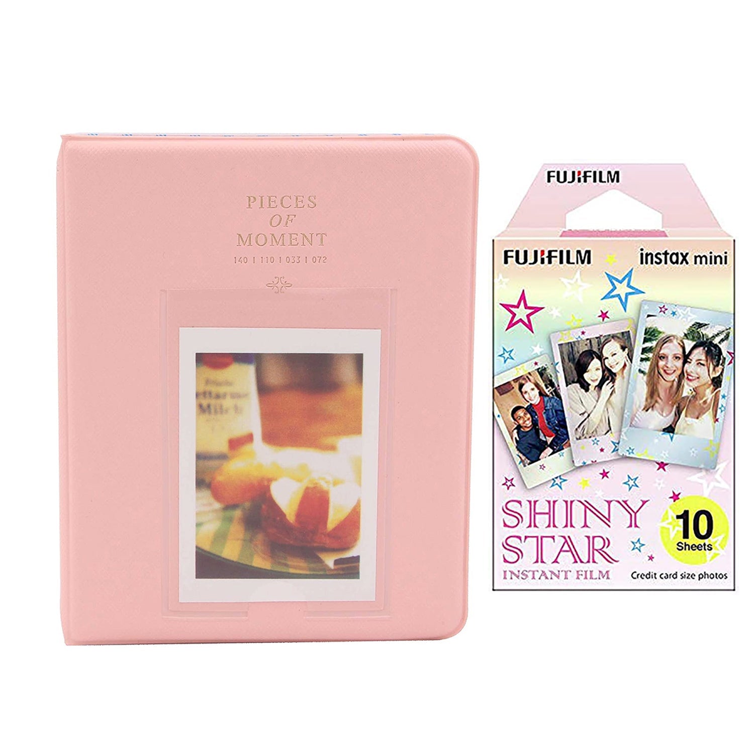 Fujifilm Instax Mini 10X1  shiny star Instant Film with Instax Time Photo Album 64 Sheets (Peach pink)