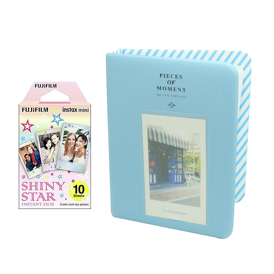 Fujifilm Instax Mini 10X1 shiny star Instant Film with Instax Time Photo Album 64 Sheets Water Blue