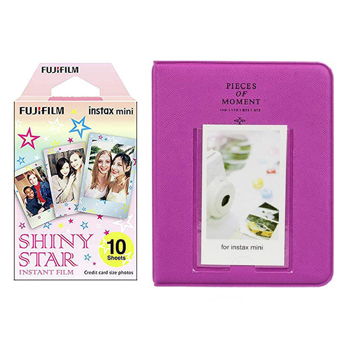 Fujifilm Instax Mini 10X1  shiny star Instant Film with Instax Time Photo Album 64 Sheets (grape purple)