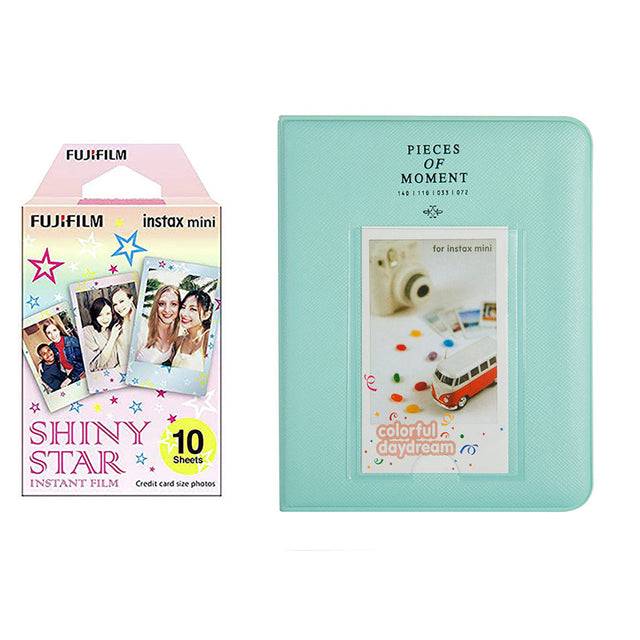 Fujifilm Instax Mini 10X1 shiny star Instant Film with Instax Time Photo Album 64 Sheets Ice blue