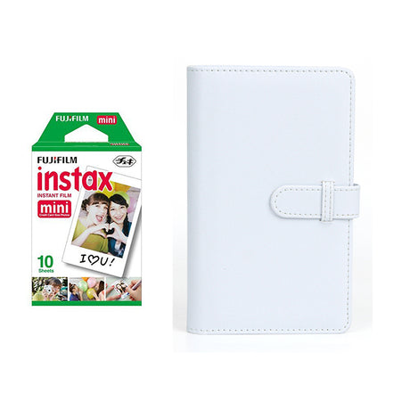 Fujifilm Instax Mini 10X1 Instant Film With 108-Sheets Album For Mini Film (3 inch) Clay White